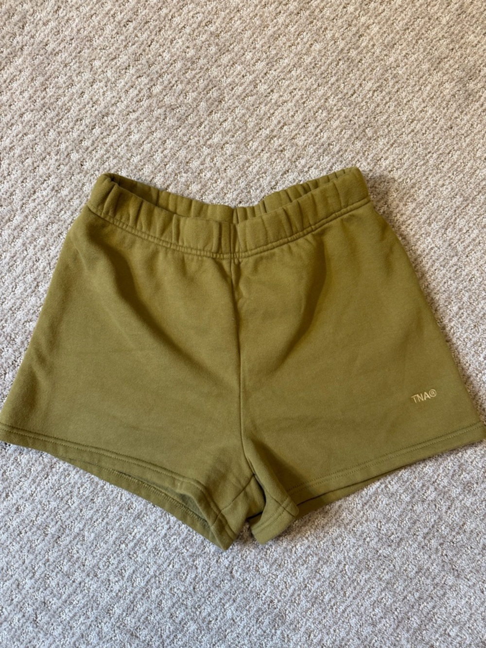 TNA Cozy Fleece Sweatshorts in Olive size small